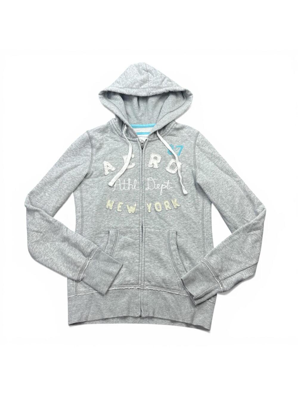 Vintage Y2K Aeropostale Aero Hoodie Womens Size Medium Gray 1/2 Zip Logo